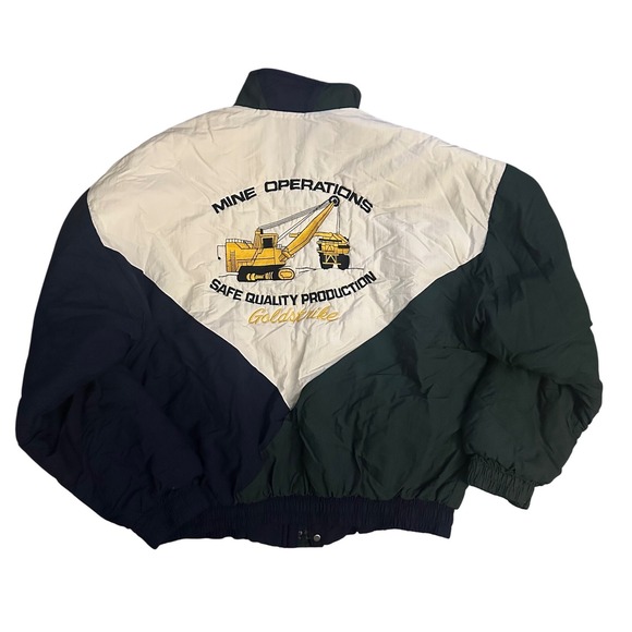 Vintage Swingster Barrick Goldstrike Mine Operations Jacket Navy Green Large USA